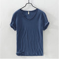 Leichtes, atmungsaktives, schlankes V-Ausschnitts-T-Shirt für Alltagsmode blau